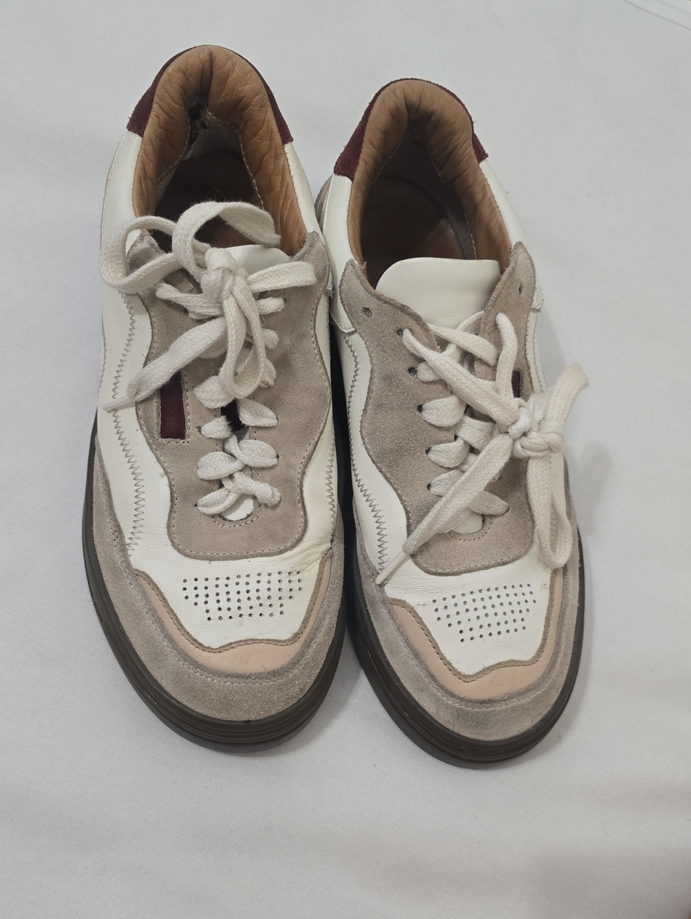 ALOHAS Men's Sneakers in White, Beige, Tan and Burgundy